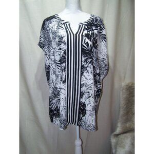 Talbots Tunic Top Blouse Women's 3X NWT Black/White